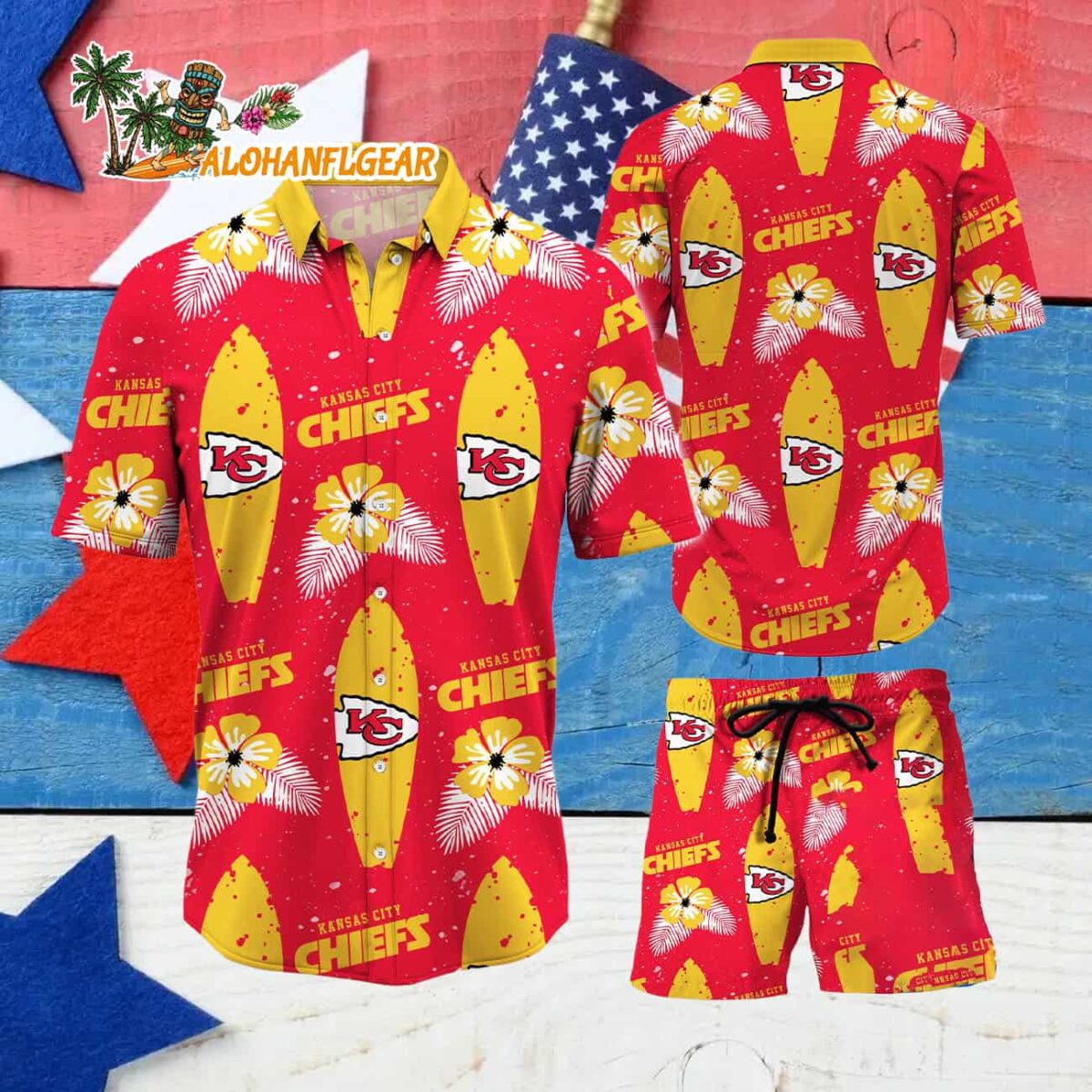 Kansas City Chiefs Flower Pattern Hawaiian Shirt And Shorts Football Summer Hawaiian Set 4
