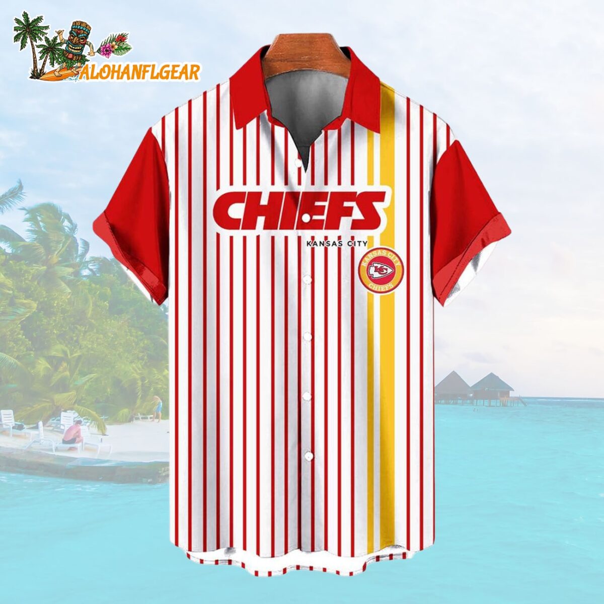 Kansas City ChiefsClassic Retro Mascot Line Summer Beach Hawaiian Shirt 1