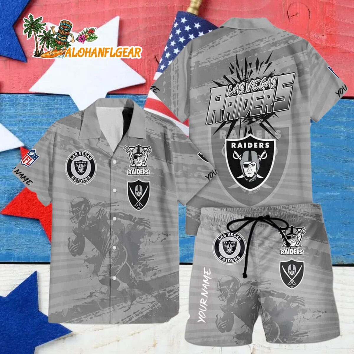Las Vegas Raiders Combo Hawaiian Shirt And Shorts Football Summer Beach Hawaiian Sets 4