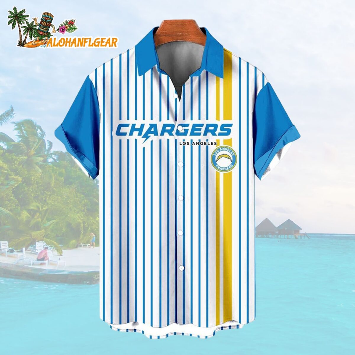 Los Angeles ChargersClassic Retro Mascot Line Summer Beach Hawaiian Shirt 1