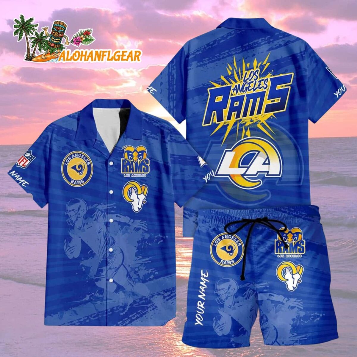 Los Angeles Rams Combo Hawaiian Shirt And Shorts Football Summer Beach Hawaiian Sets 2