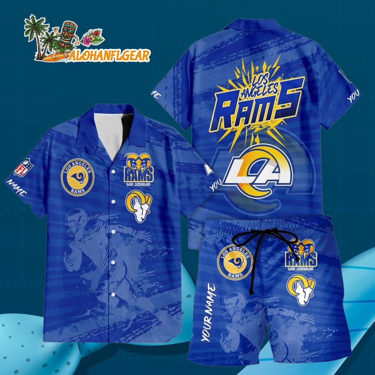 Los Angeles Rams Combo Hawaiian Shirt And Shorts Football Summer Beach Hawaiian Sets 3