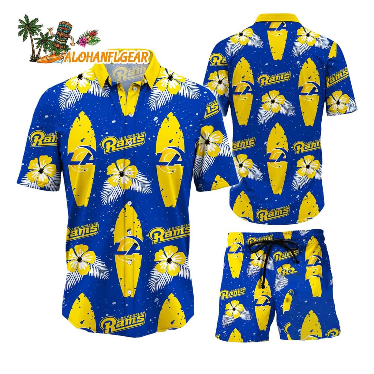 Los Angeles Rams Flower Pattern Hawaiian Shirt And Shorts Football Summer Hawaiian Set 1