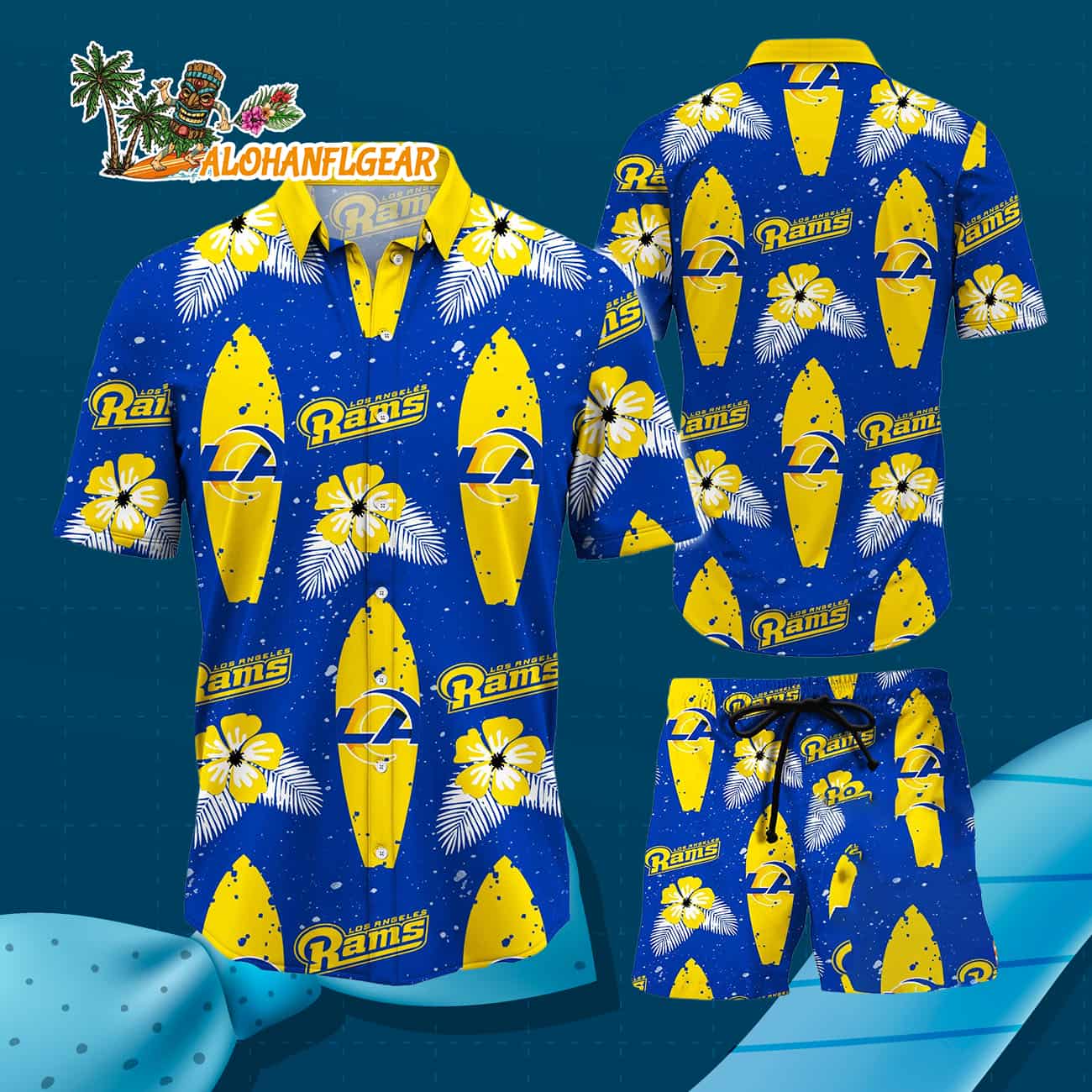 Los Angeles Rams Flower Pattern Hawaiian Shirt And Shorts Los Angeles Rams Flower Pattern Hawaiian Shirt And Shorts