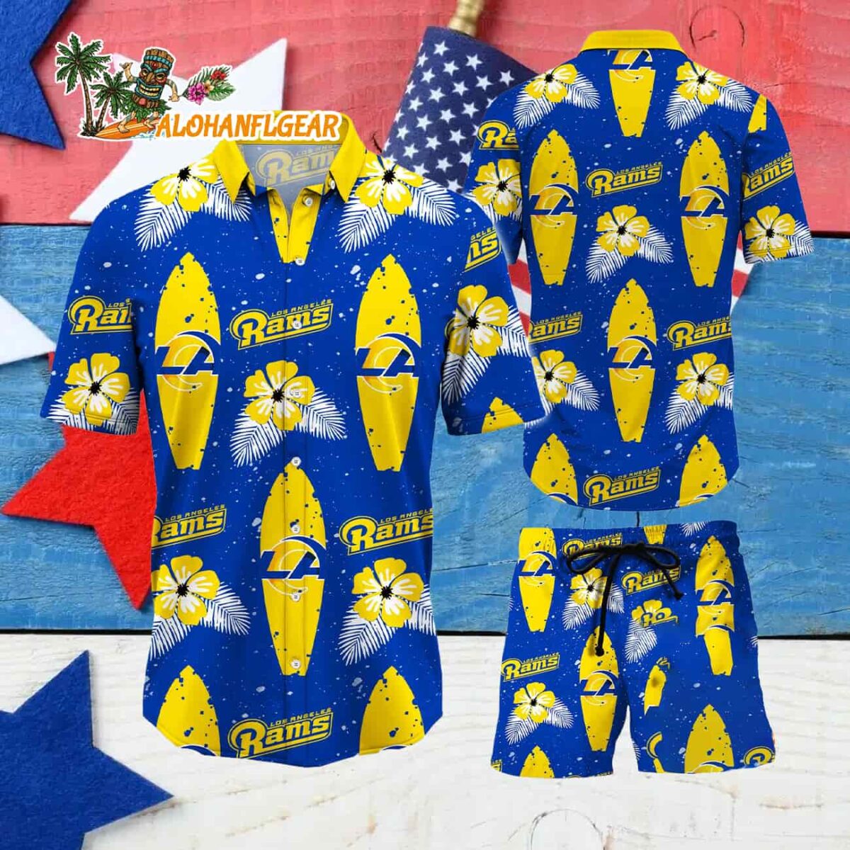 Los Angeles Rams Flower Pattern Hawaiian Shirt And Shorts Football Summer Hawaiian Set 4