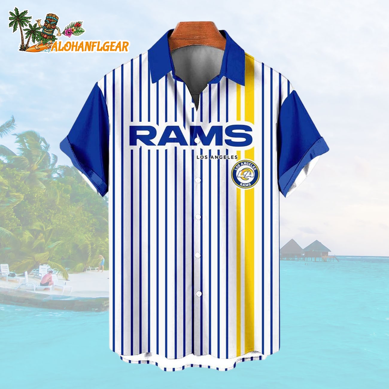 Los Angeles RamsClassic Retro Mascot Line Summer Beach Hawaiian Shirt Los Angeles RamsClassic Retro Mascot Line Summer Beach Hawaiian Shirt