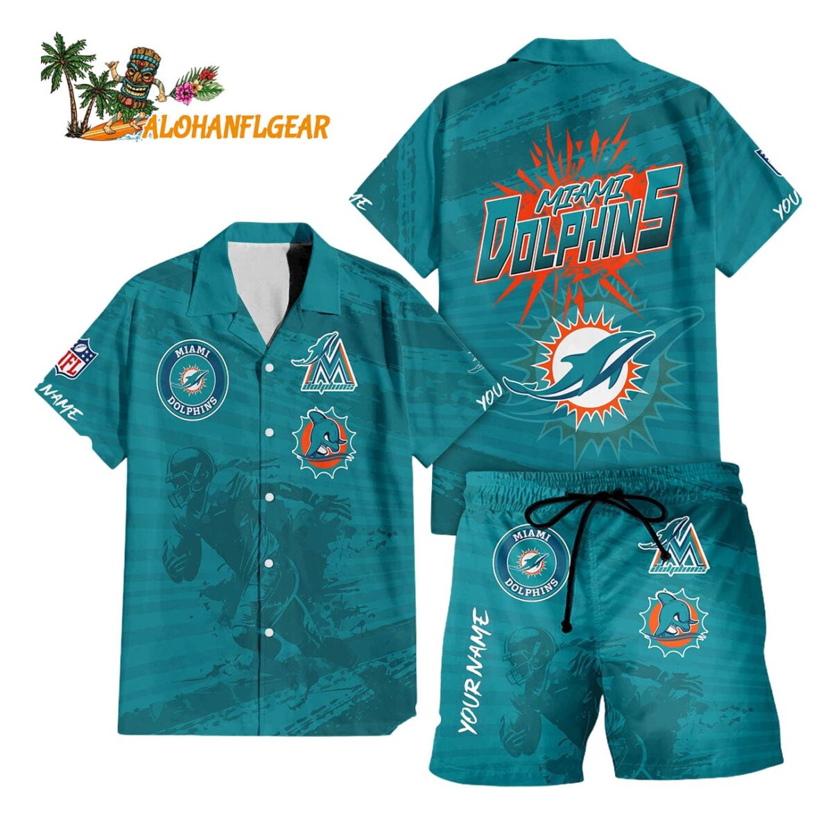 Miami Dolphins Combo Hawaiian Shirt And Shorts Football Summer Beach Hawaiian Sets 1