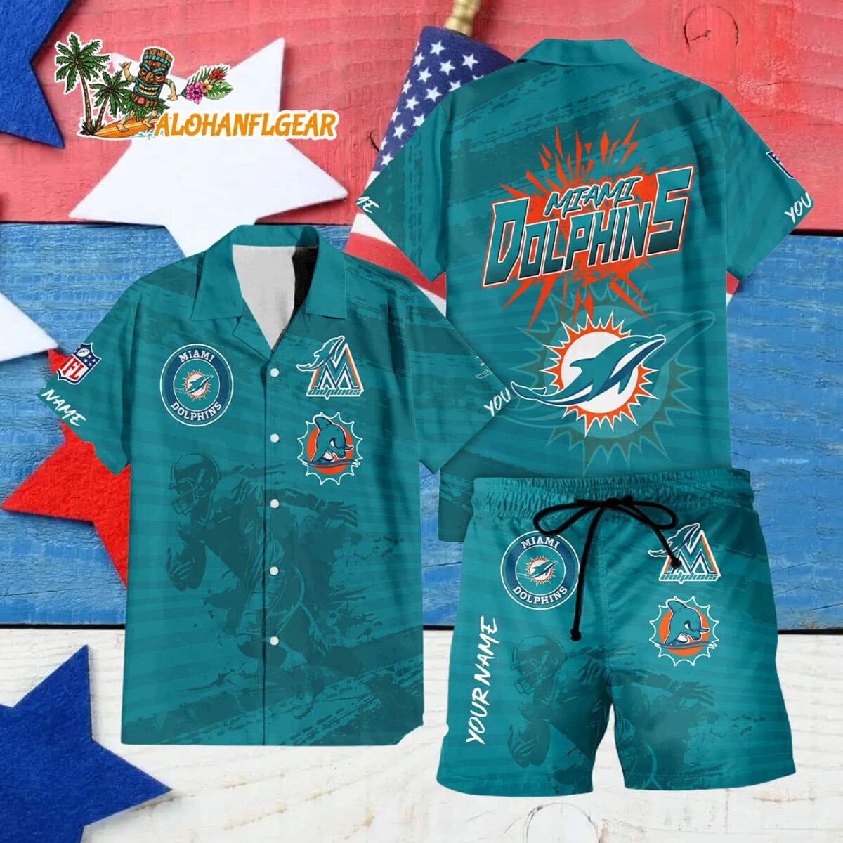 Miami Dolphins Combo Hawaiian Shirt And Shorts Football Summer Beach Hawaiian Sets 4