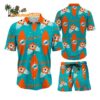 Miami Dolphins Flower Pattern Hawaiian Shirt And Shorts Football Summer Hawaiian Set 1