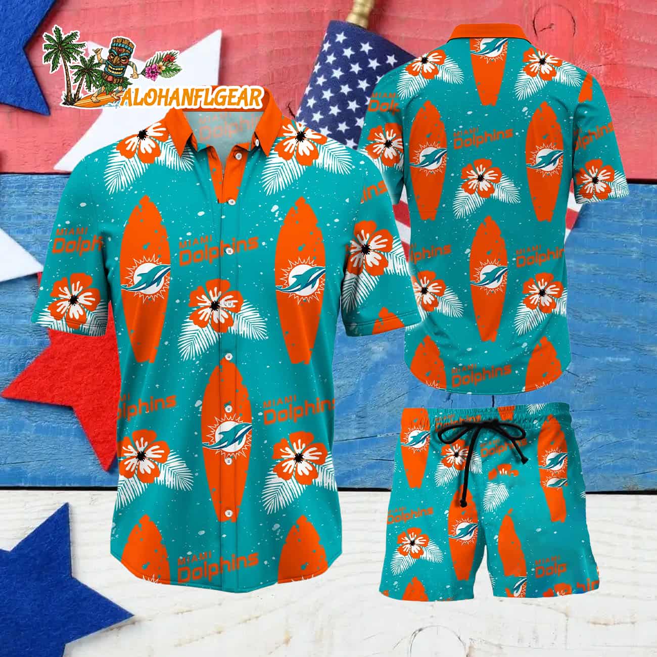 Miami Dolphins Flower Pattern Hawaiian Shirt And Shorts Miami Dolphins Flower Pattern Hawaiian Shirt And Shorts