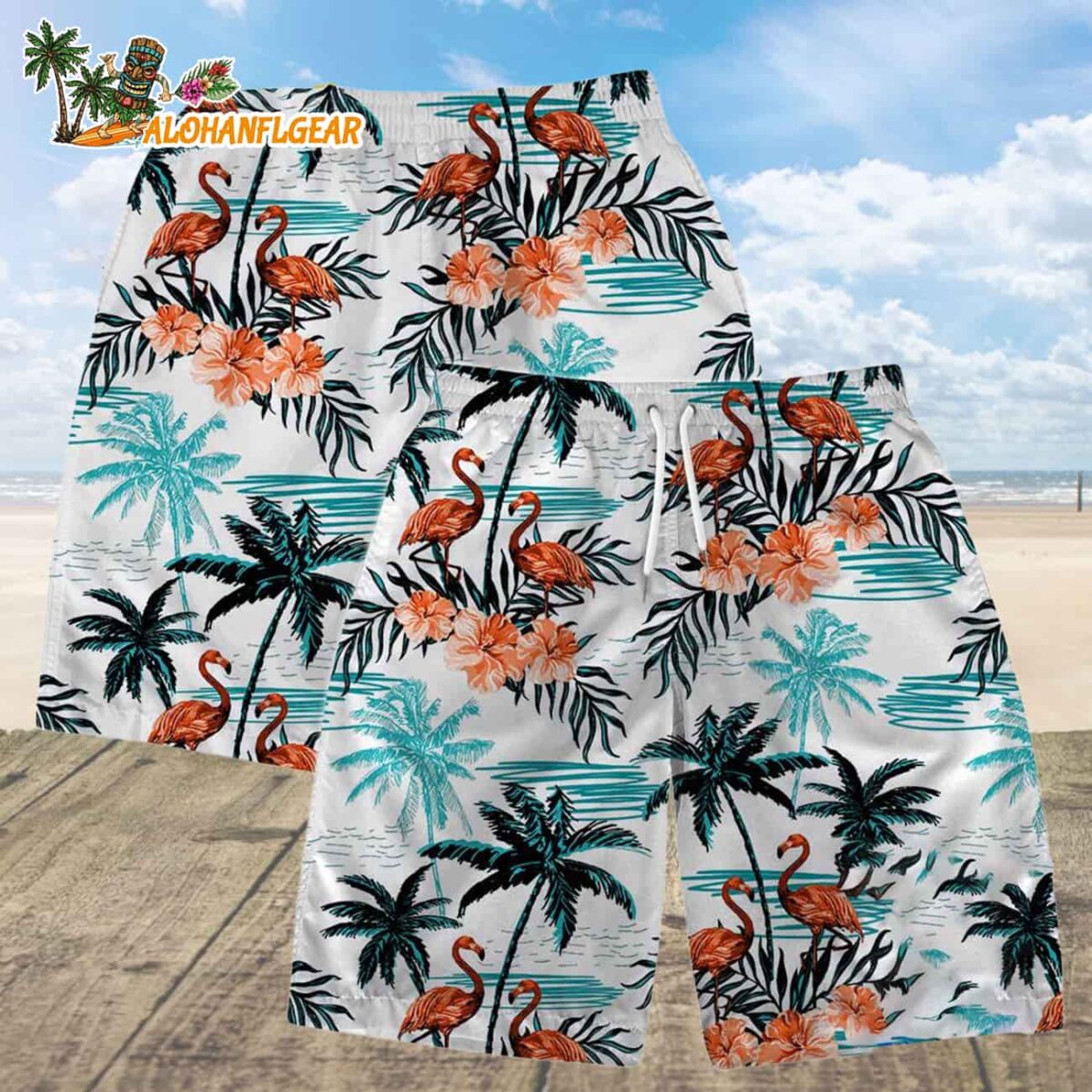 Miami Dolphins Football Team Logo Pattern Flamingo Hibiscus Summer Hawaiian Shirt And Beach Short 4