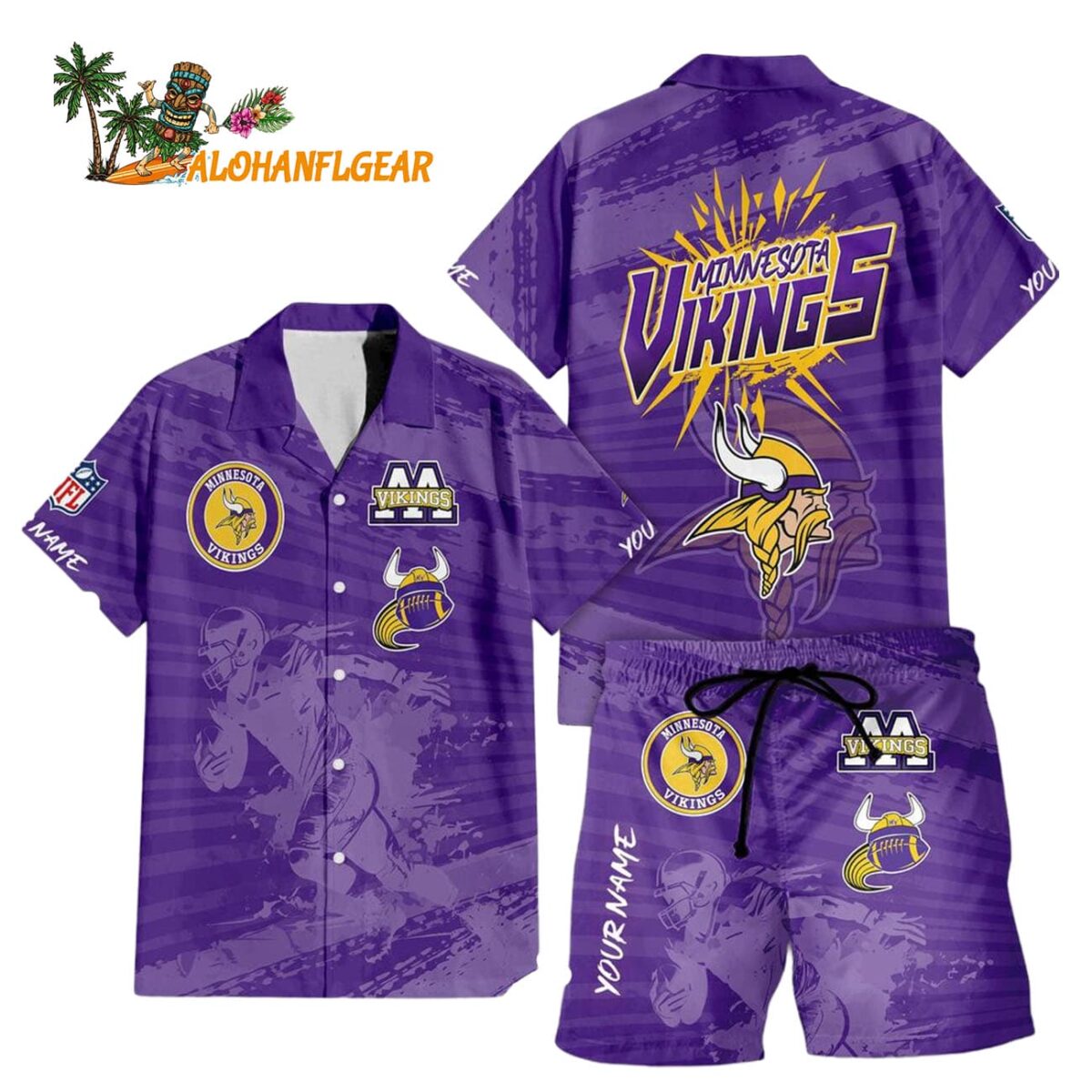 Minnesota Vikings Combo Hawaiian Shirt And Shorts Football Summer Beach Hawaiian Sets 1