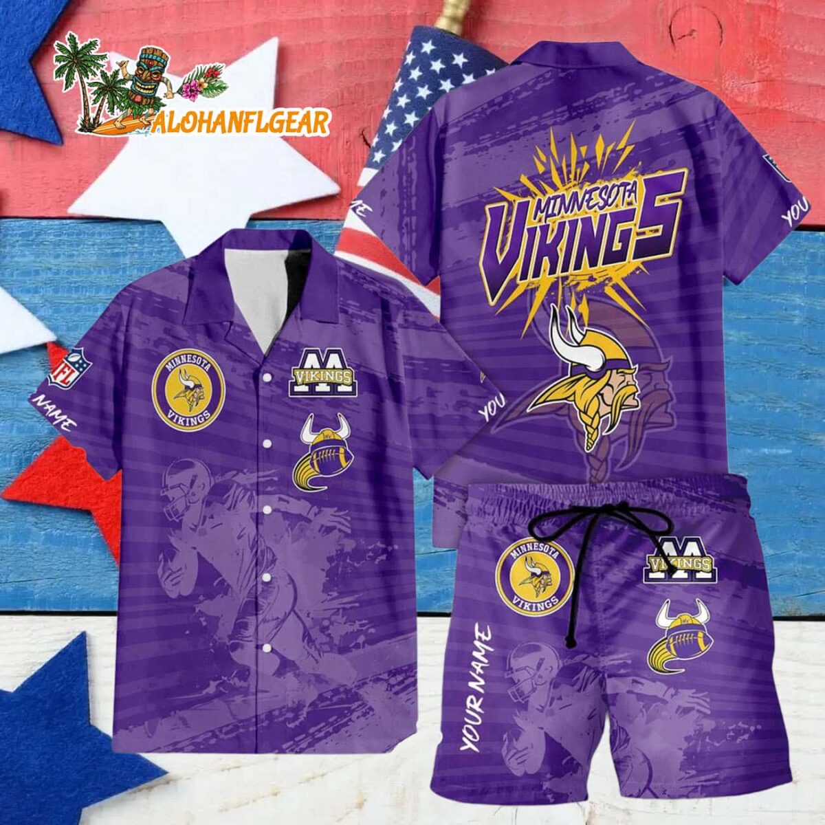 Minnesota Vikings Combo Hawaiian Shirt And Shorts Football Summer Beach Hawaiian Sets 4