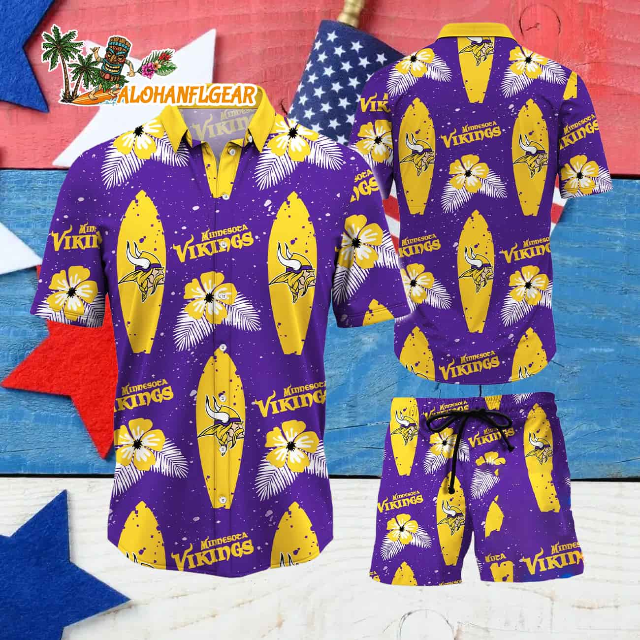 Minnesota Vikings Flower Pattern Hawaiian Shirt And Shorts Minnesota Vikings Flower Pattern Hawaiian Shirt And Shorts