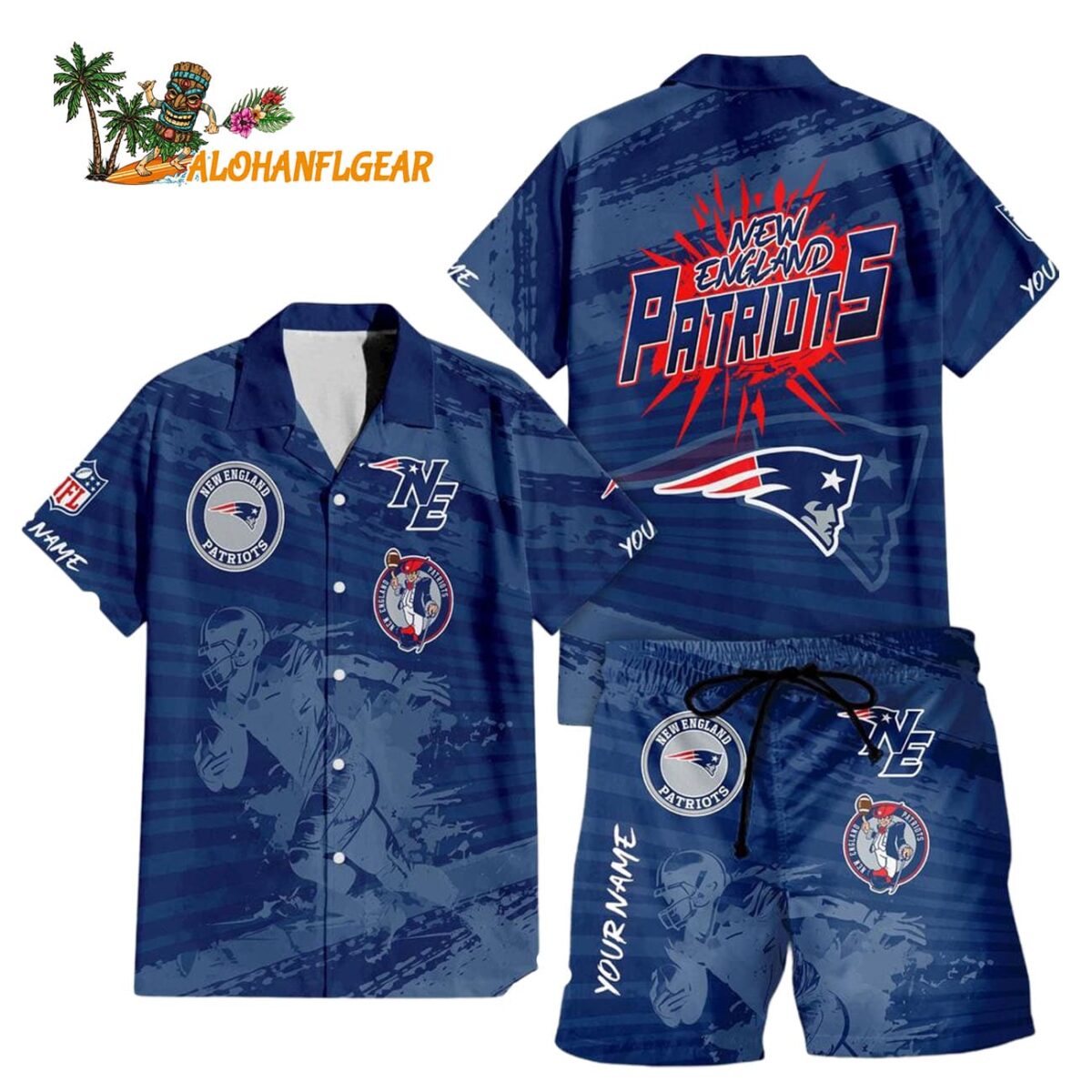New England Patriots Combo Hawaiian Shirt And Shorts Football Summer Beach Hawaiian Sets 1