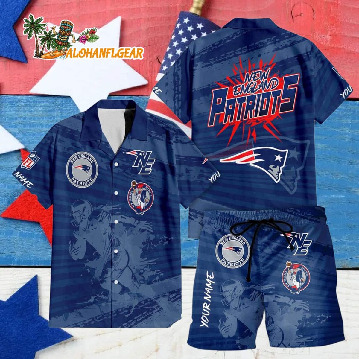 New England Patriots Combo Hawaiian Shirt And Shorts Football Summer Beach Hawaiian Sets 4