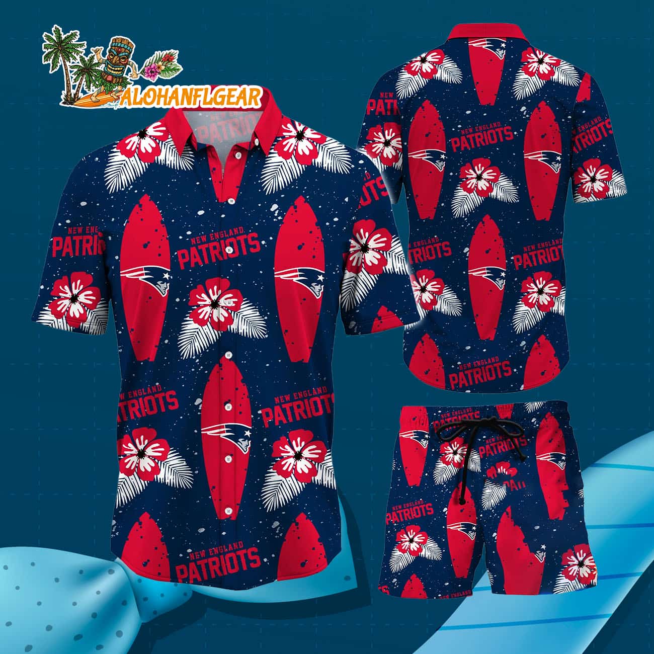 New England Patriots Flower Pattern Hawaiian Shirt And Shorts New England Patriots Flower Pattern Hawaiian Shirt And Shorts