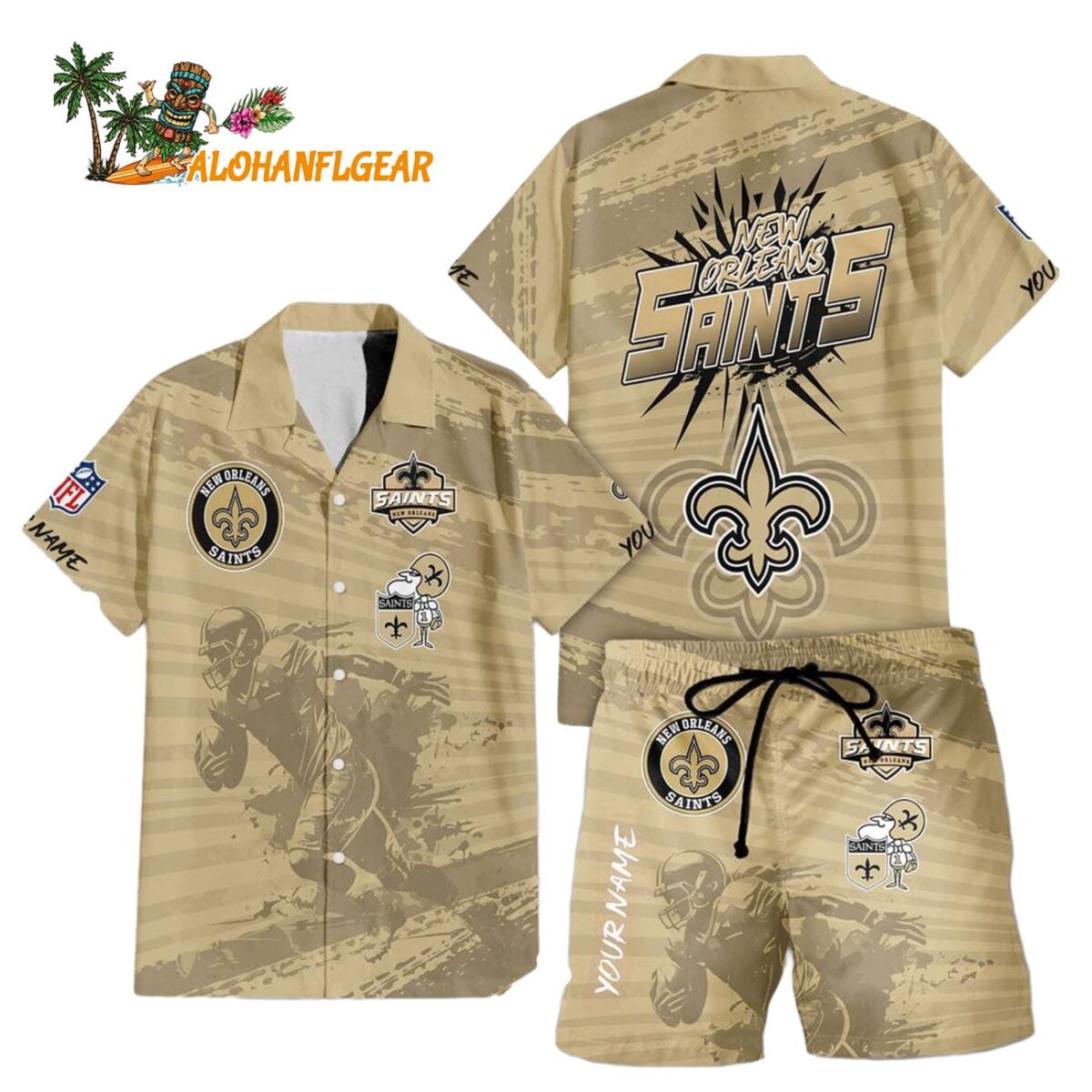 New Orleans Saints Combo Hawaiian Shirt And Shorts Football Summer Beach Hawaiian Sets 1