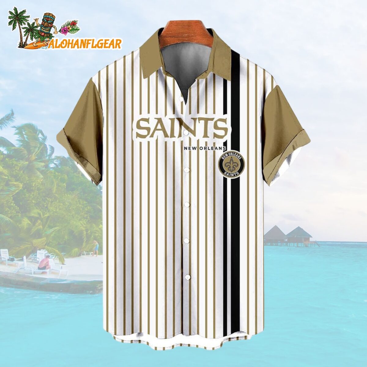 New Orleans SaintsClassic Retro Mascot Line Summer Beach Hawaiian Shirt 1