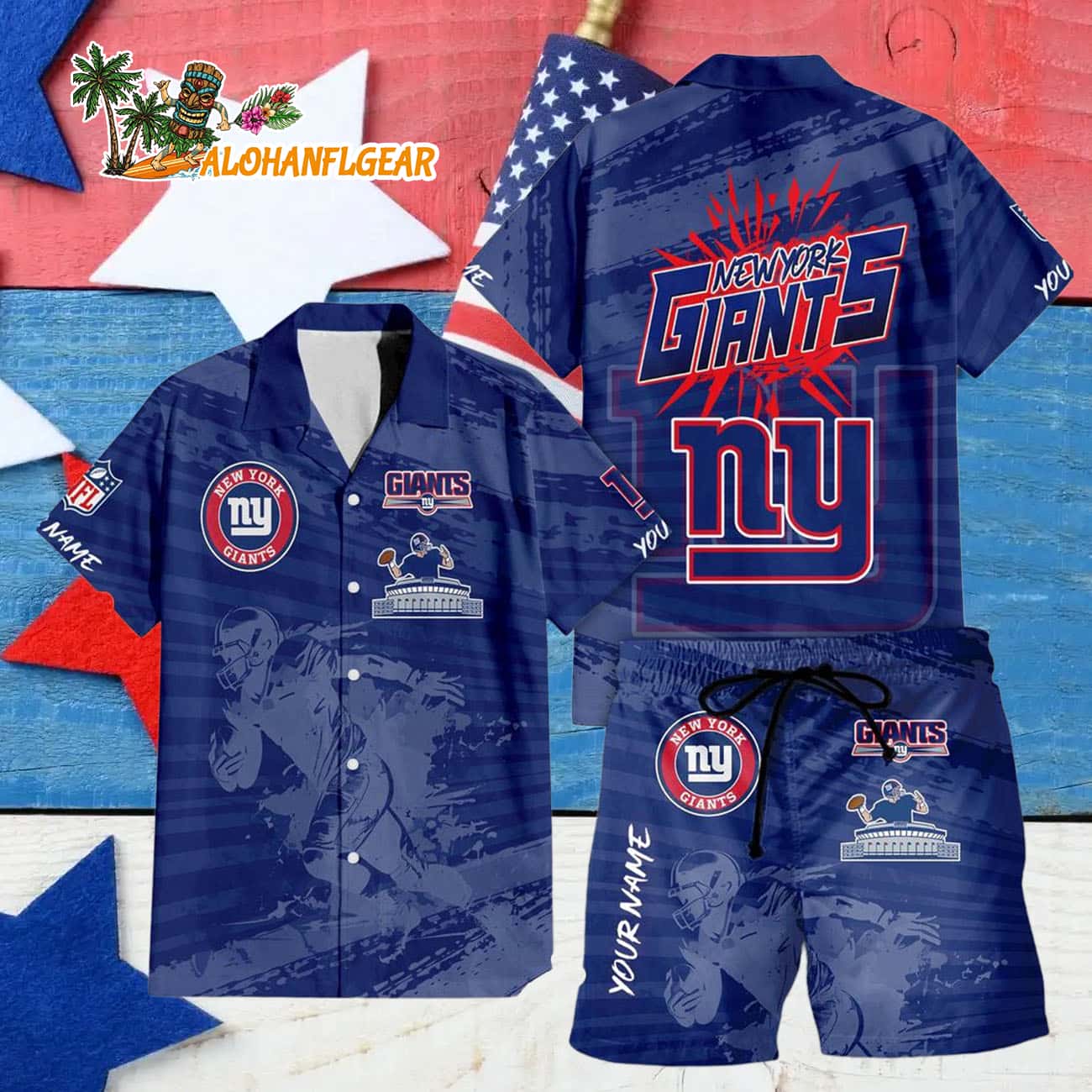 New York Giants Combo Hawaiian Shirt And Shorts New York Giants Combo Hawaiian Shirt And Shorts
