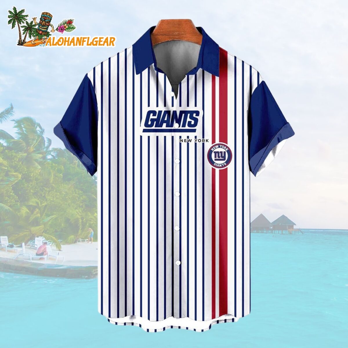 New York GiantsClassic Retro Mascot Line Summer Beach Hawaiian Shirt 1