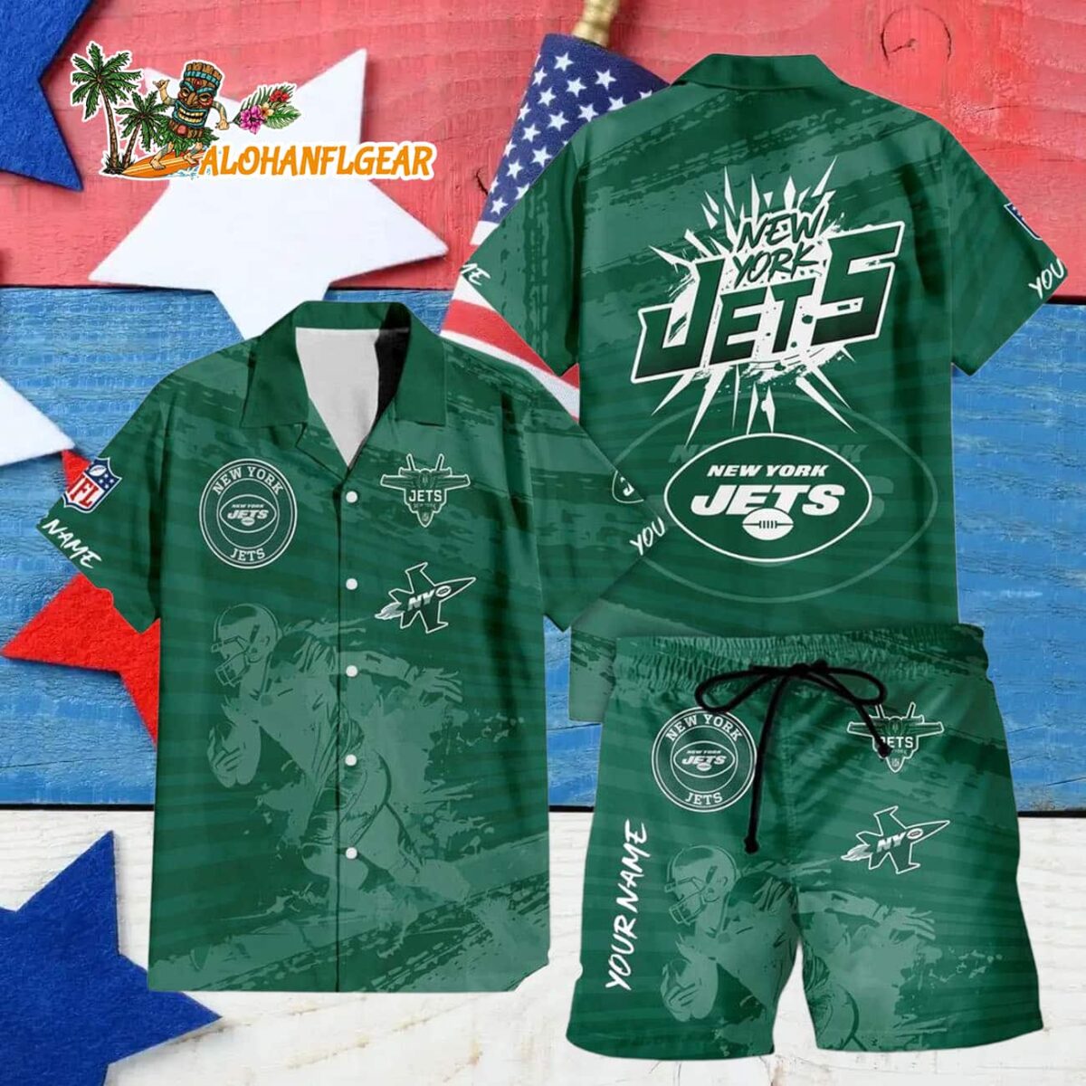 New York Jets Combo Hawaiian Shirt And Shorts Football Summer Beach Hawaiian Sets 4