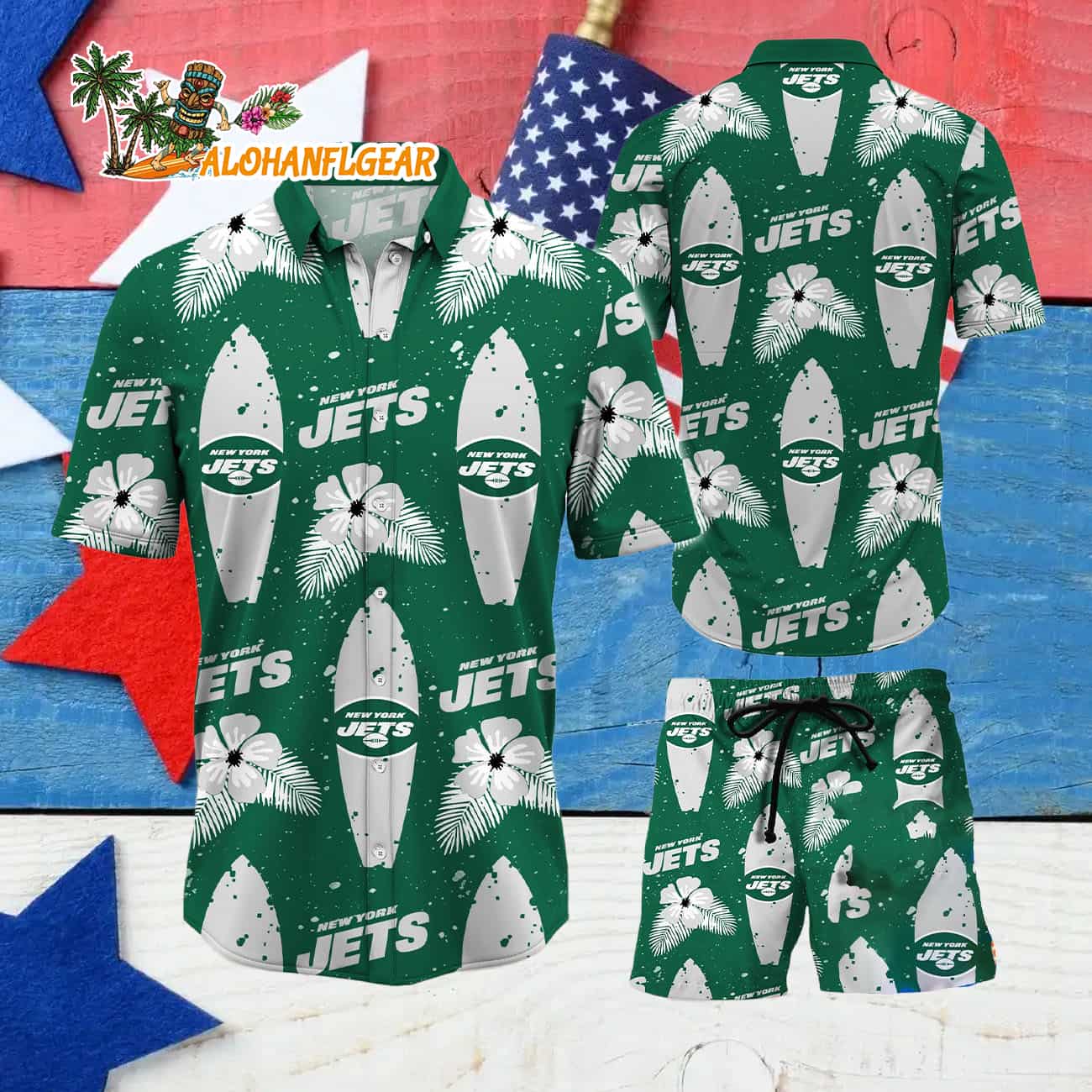 New York Jets Flower Pattern Hawaiian Shirt And Shorts New York Jets Flower Pattern Hawaiian Shirt And Shorts