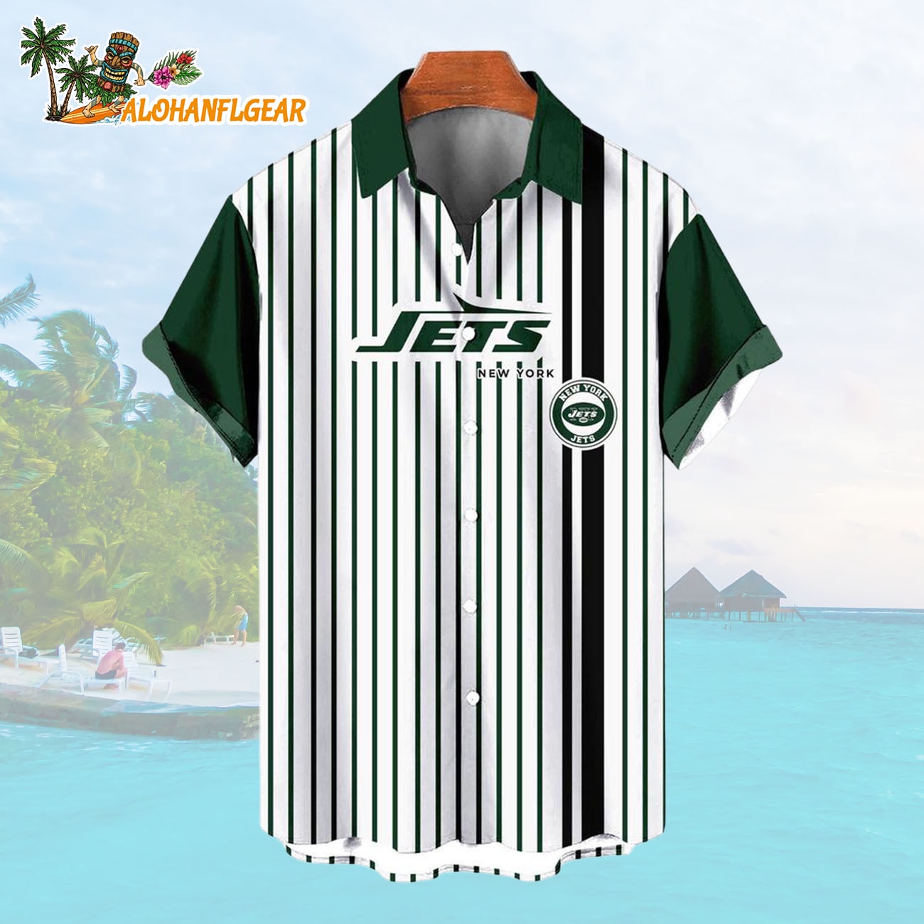 New York JetsClassic Retro Mascot Line Summer Beach Hawaiian Shirt New York JetsClassic Retro Mascot Line Summer Beach Hawaiian Shirt