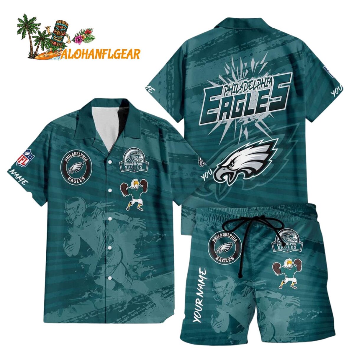 Philadelphia Eagles Combo Hawaiian Shirt And Shorts Football Summer Beach Hawaiian Sets 1