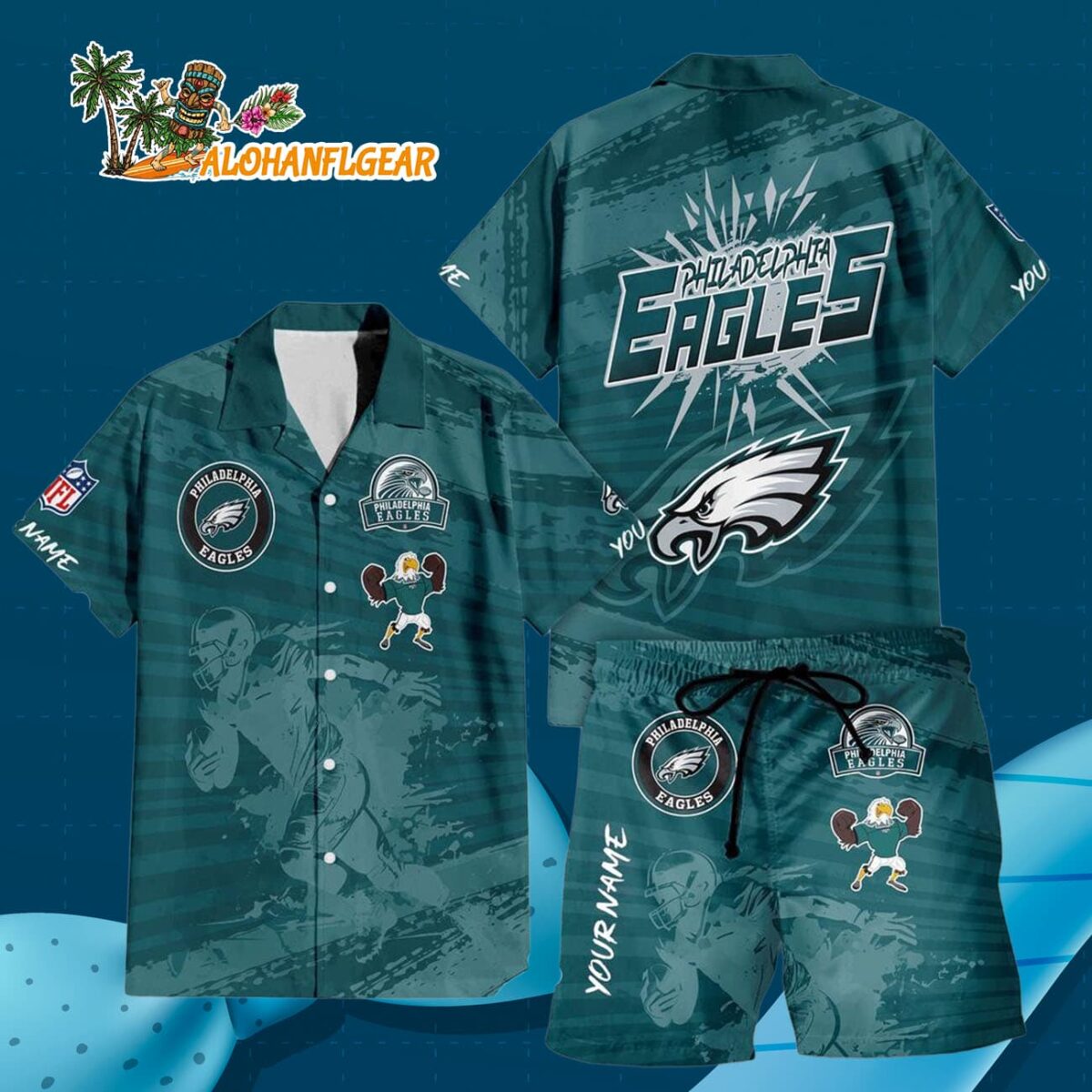 Philadelphia Eagles Combo Hawaiian Shirt And Shorts 2 Philadelphia Eagles Combo Hawaiian Shirt And Shorts Football Summer Beach Hawaiian Sets 3