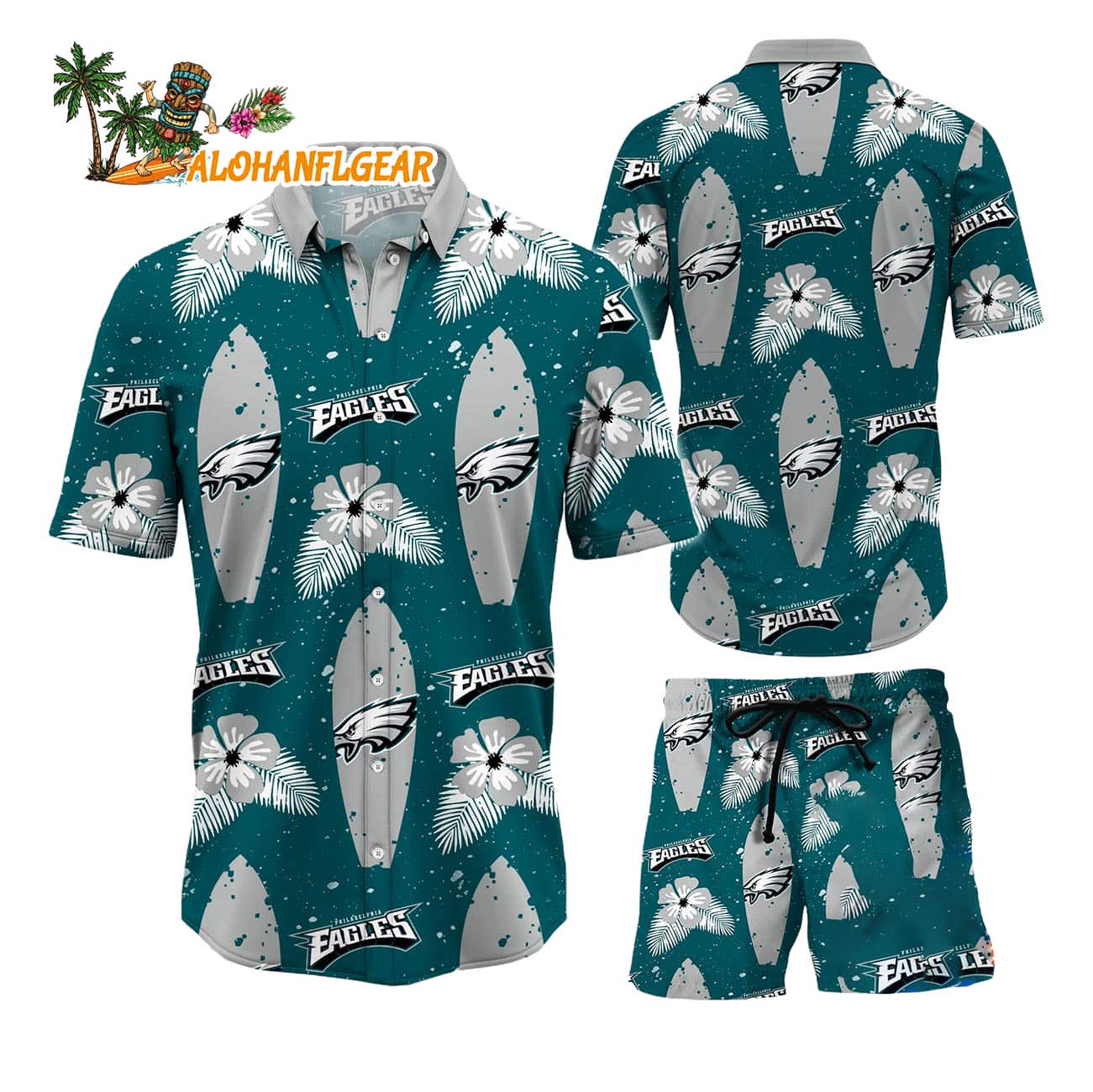 Philadelphia Eagles Flower Pattern Hawaiian Shirt And Shorts Philadelphia Eagles Flower Pattern Hawaiian Shirt And Shorts