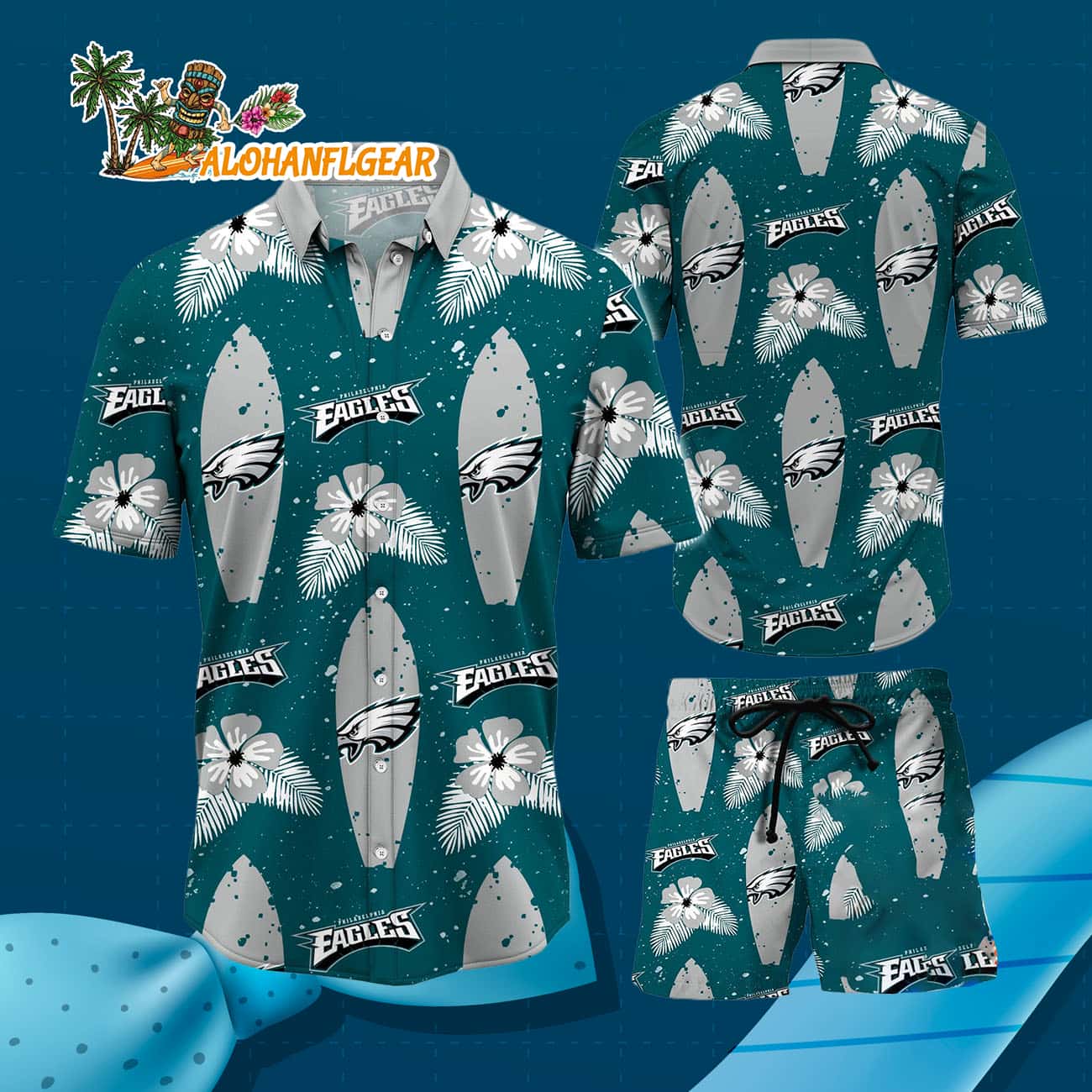 Philadelphia Eagles Flower Pattern Hawaiian Shirt And Shorts Philadelphia Eagles Flower Pattern Hawaiian Shirt And Shorts