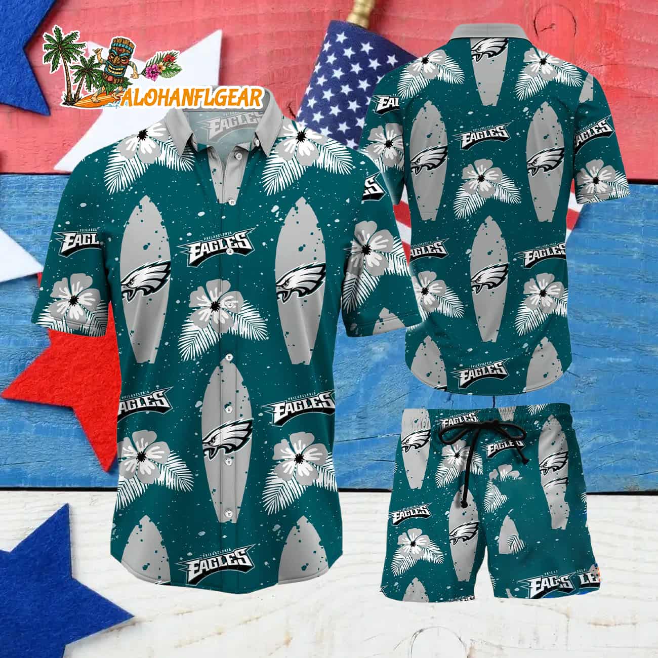 Philadelphia Eagles Flower Pattern Hawaiian Shirt And Shorts Philadelphia Eagles Flower Pattern Hawaiian Shirt And Shorts