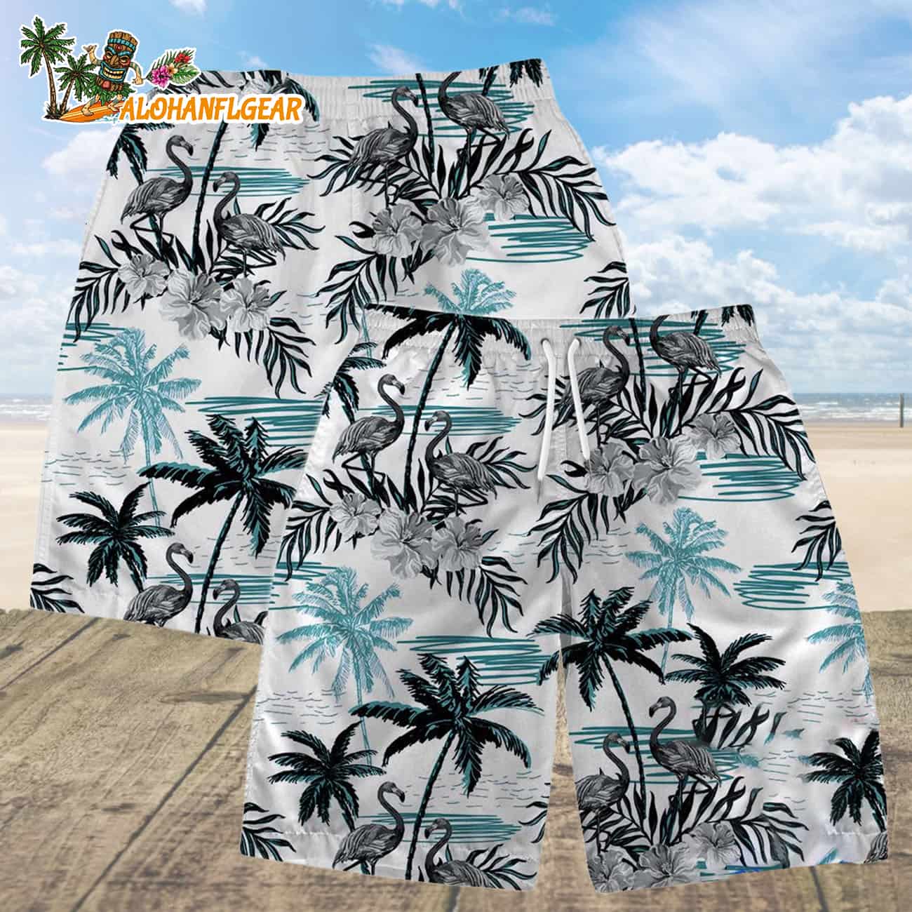 Philadelphia Eagles Football Team Logo Pattern Flamingo Hibiscus Summer Hawaiian Shirt And Beach Short Philadelphia Eagles Football Team Logo Pattern Flamingo Hibiscus Summer Hawaiian Shirt And Beach Short