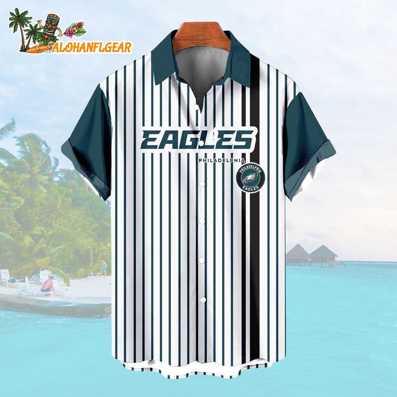 Philadelphia EaglesClassic Retro Mascot Line Summer Beach Hawaiian Shirt Philadelphia EaglesClassic Retro Mascot Line Summer Beach Hawaiian Shirt