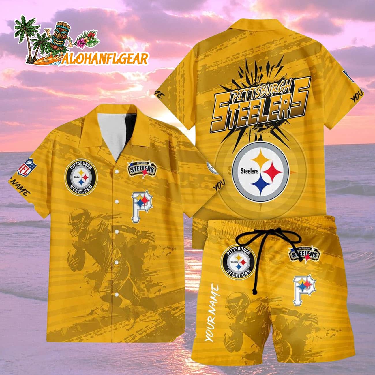 Pittsburgh Steelers Combo Hawaiian Shirt And Shorts Pittsburgh Steelers Combo Hawaiian Shirt And Shorts