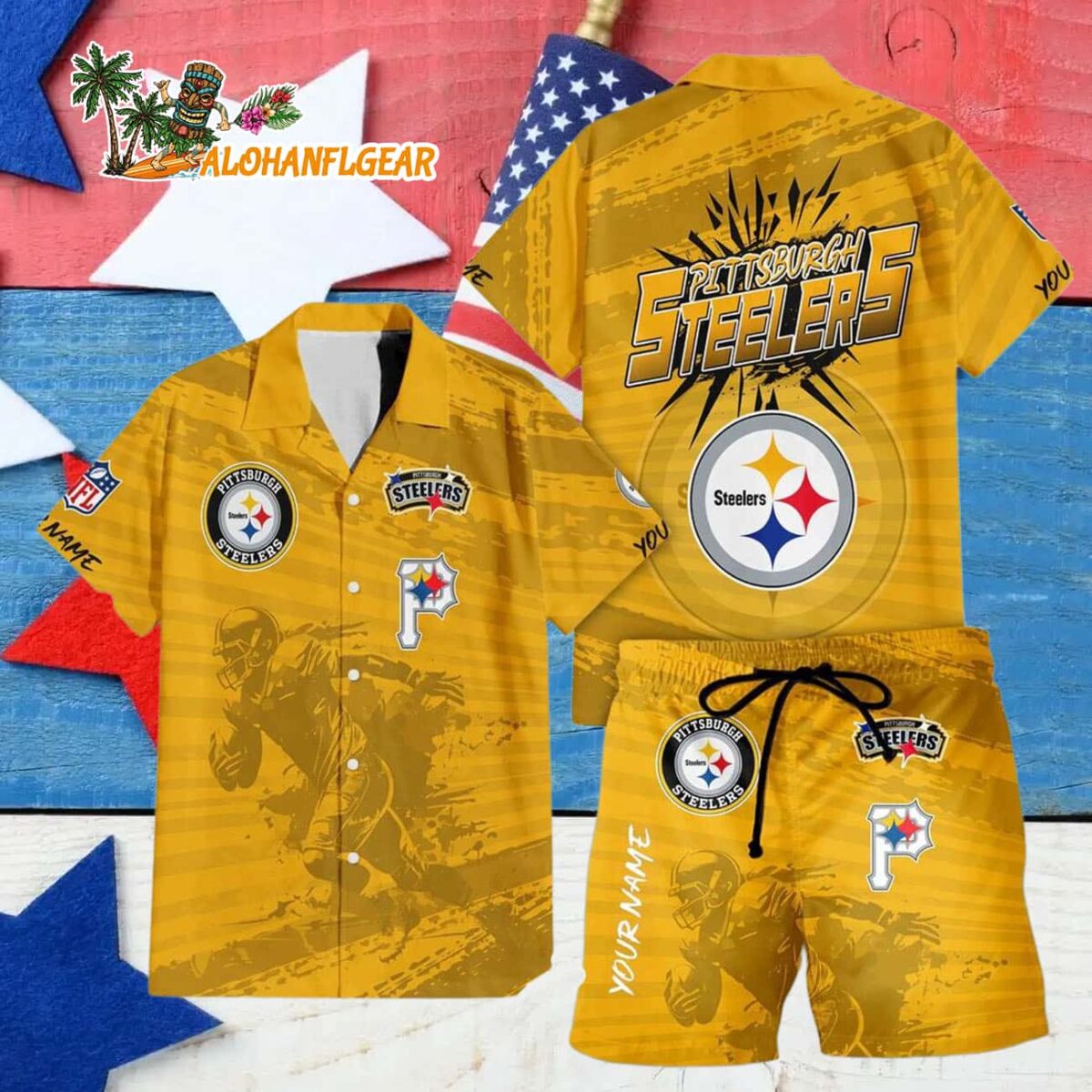 Pittsburgh Steelers Combo Hawaiian Shirt And Shorts Football Summer Beach Hawaiian Sets 4 Pittsburgh Steelers Combo Hawaiian Shirt And Shorts Football Summer Beach Hawaiian Sets 4