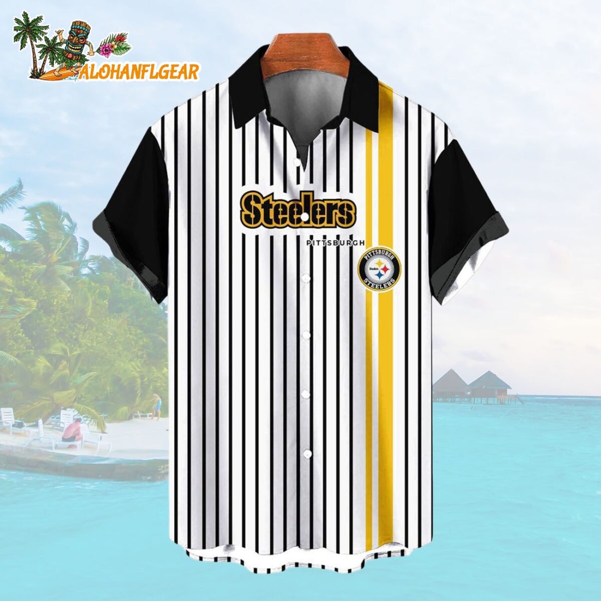 Pittsburgh SteelersClassic Retro Mascot Line Summer Beach Hawaiian Shirt 1