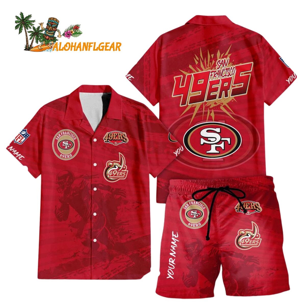 San Francisco 49ers Combo Hawaiian Shirt And Shorts Football Summer Beach Hawaiian Sets 1
