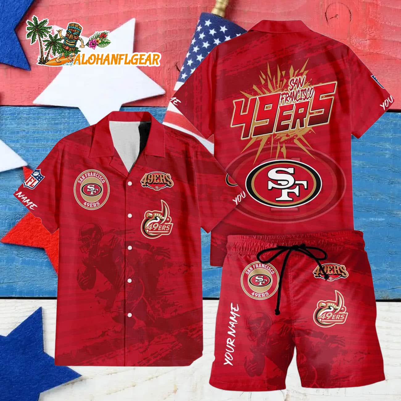 San Francisco 49ers Combo Hawaiian Shirt And Shorts San Francisco 49ers Combo Hawaiian Shirt And Shorts