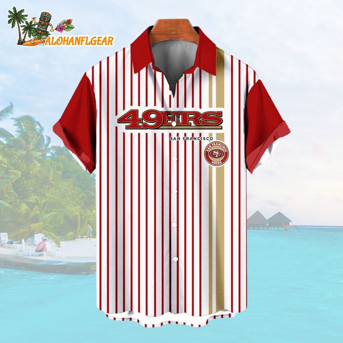 San Francisco 49ersClassic Retro Mascot Line Summer Beach Hawaiian Shirt 1