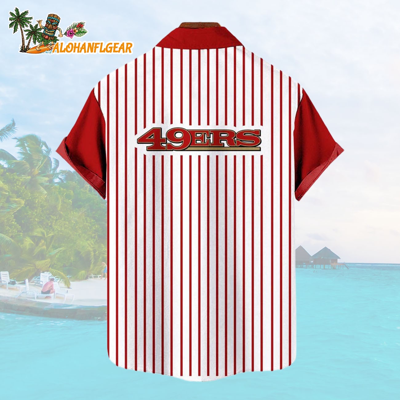 San Francisco 49ersClassic Retro Mascot Line Summer Beach Hawaiian Shirt San Francisco 49ersClassic Retro Mascot Line Summer Beach Hawaiian Shirt