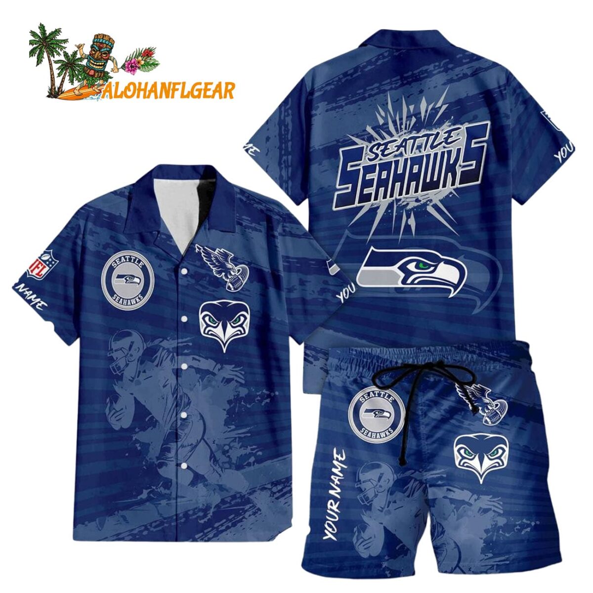 Seattle Seahawks Combo Hawaiian Shirt And Shorts Football Summer Beach Hawaiian Sets 1