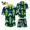 Seattle Seahawks Flower Pattern Hawaiian Shirt And Shorts Football Summer Hawaiian Set 1