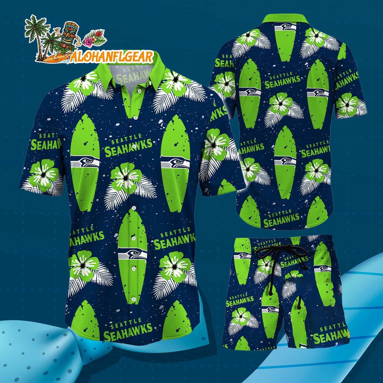 Seattle Seahawks Flower Pattern Hawaiian Shirt And Shorts Seattle Seahawks Flower Pattern Hawaiian Shirt And Shorts