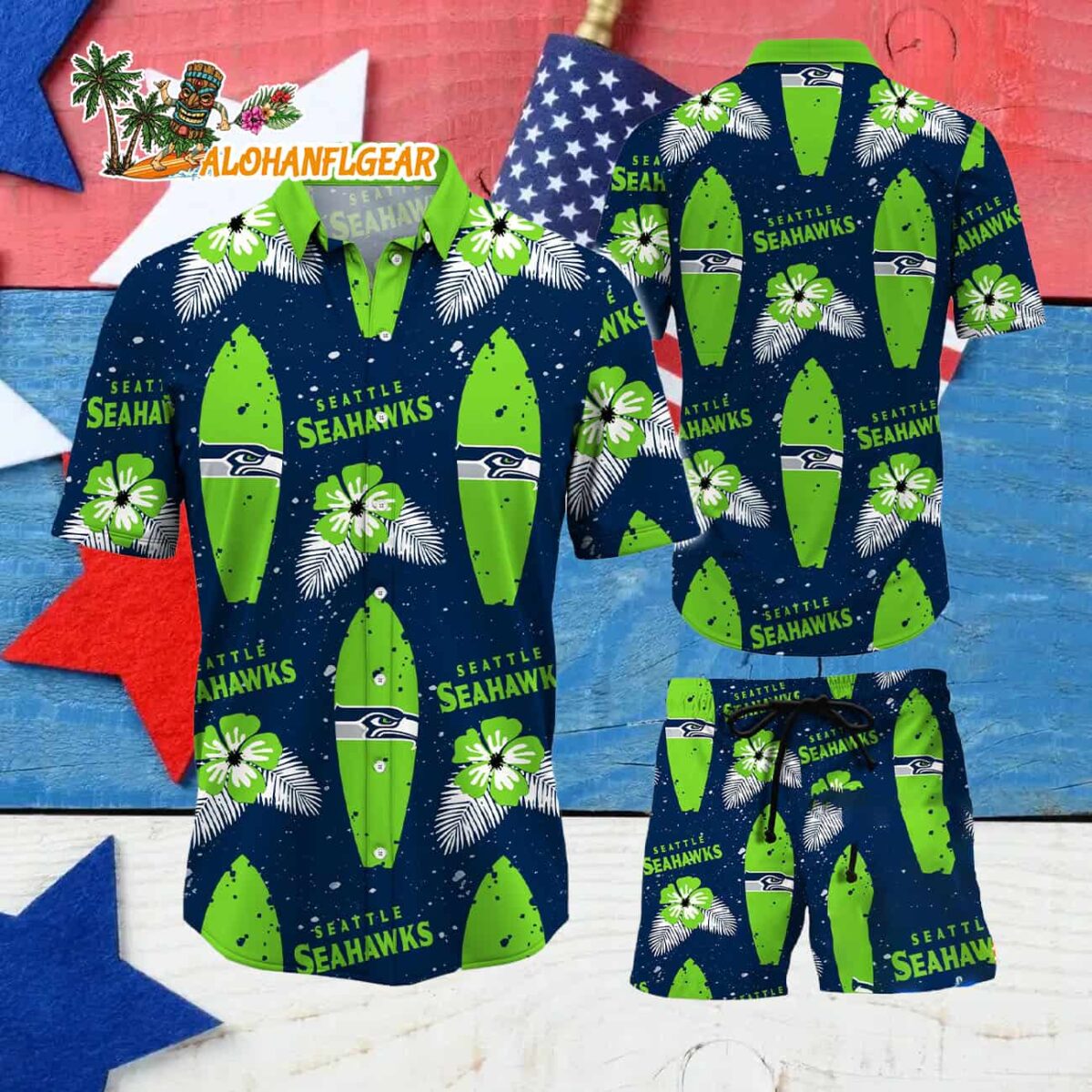 Seattle Seahawks Flower Pattern Hawaiian Shirt And Shorts Football Summer Hawaiian Set 4