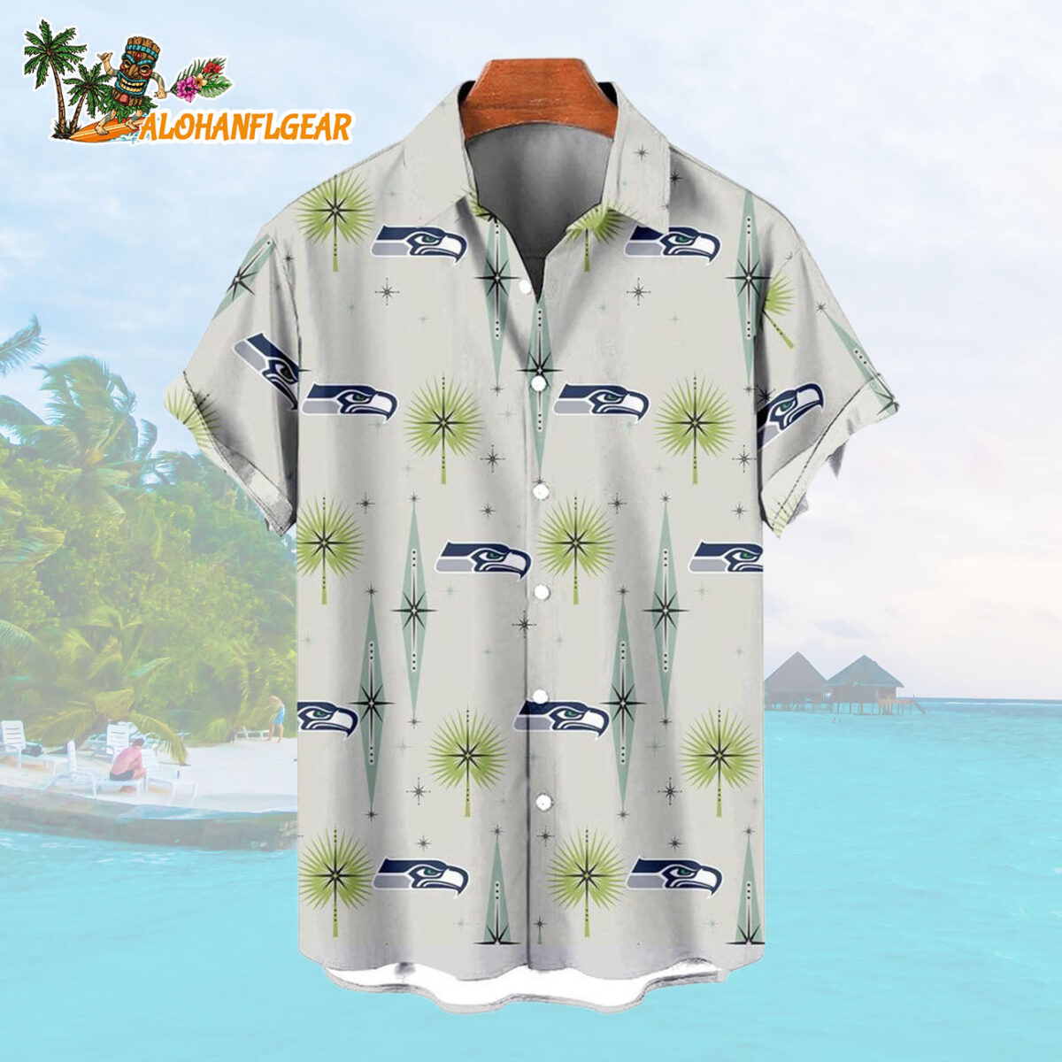 Seattle Seahawks Football Team Logo Funny Aloha Hawaiian Shirt 1