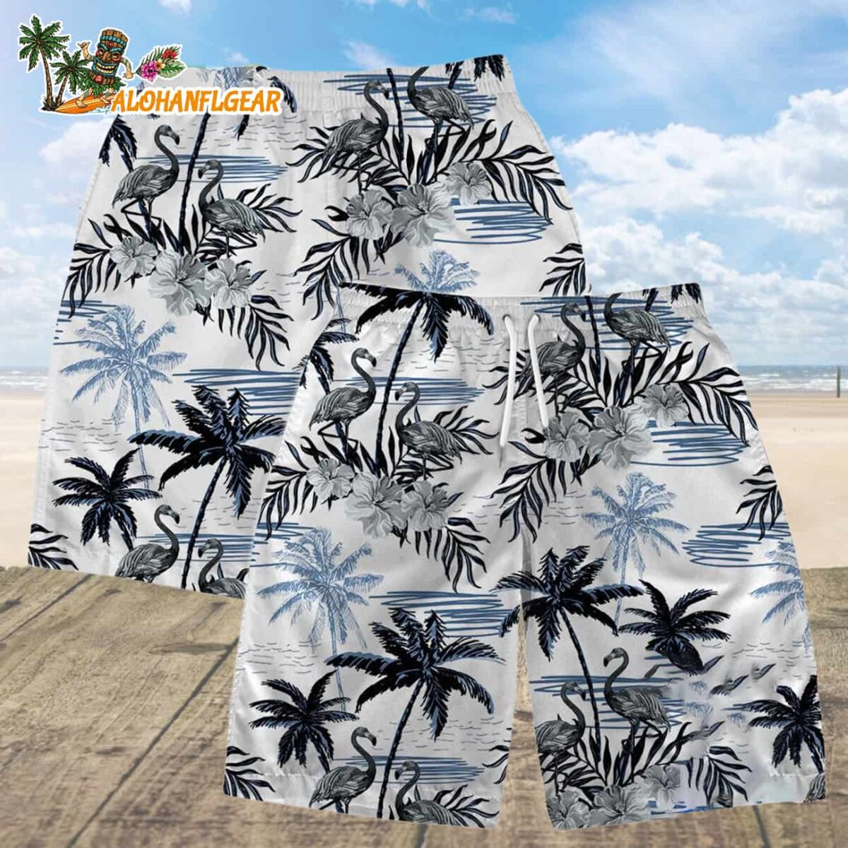 Seattle Seahawks Football Team Logo Pattern Flamingo Hibiscus Summer Hawaiian Shirt And Beach Short 4