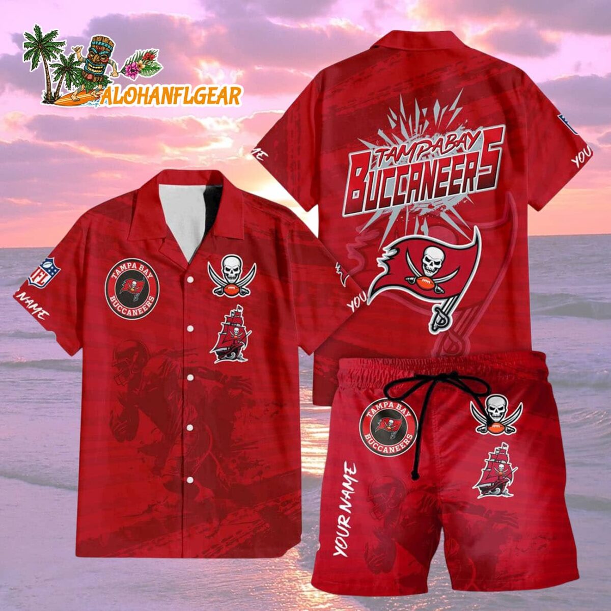 Tampa Bay Buccaneers Combo Hawaiian Shirt And Shorts Football Summer Beach Hawaiian Sets 2