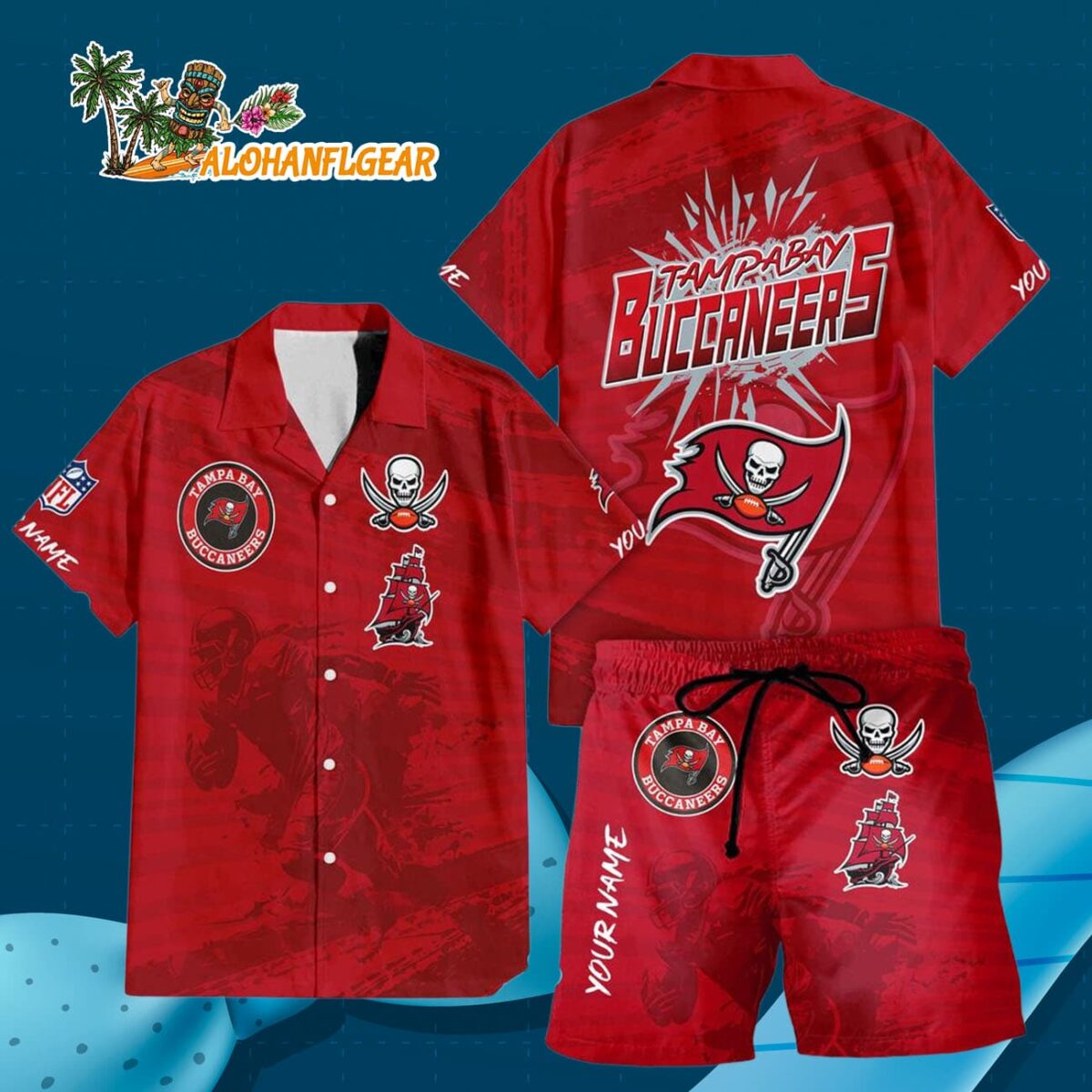 Tampa Bay Buccaneers Combo Hawaiian Shirt And Shorts Football Summer Beach Hawaiian Sets 3